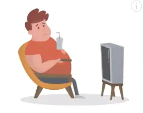 Causas de obesidade: pouca atividade física e dieta hipercalórica.