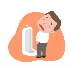 O homem precisa força com a barriga para urinar.